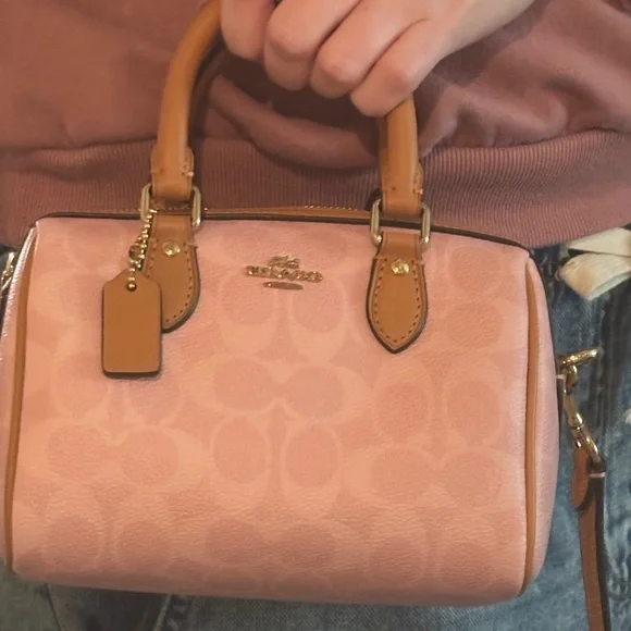 Coach Powder Pink Leather Mini Rowan Crossbody Bag - Picture 8 of 8